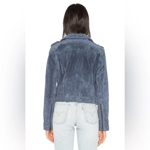 BLANK NYC Suede Moto Jacket in Slate Blue - Picture 3 of 14